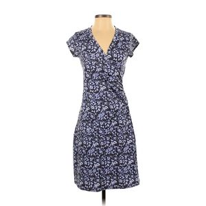 Athleta FAUX wrap dress purple floral short sleeved midi dress